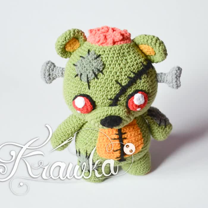 Crochet Pattern ENG (PDF) Frankie the Zombie Teddy Bear by Krawka